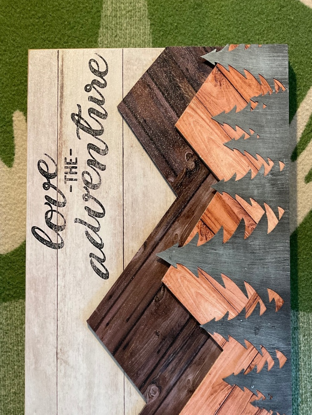 Rustic “ Love the Adventure” Mountain Wood Wall Art- Cabin Decor